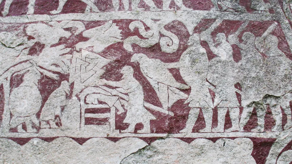viking blood eagle ritual depicted on a stone from viking times