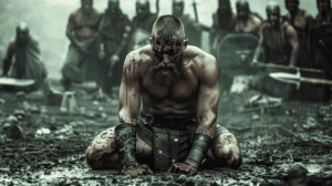 Male viking captive before the blood eagle ritual